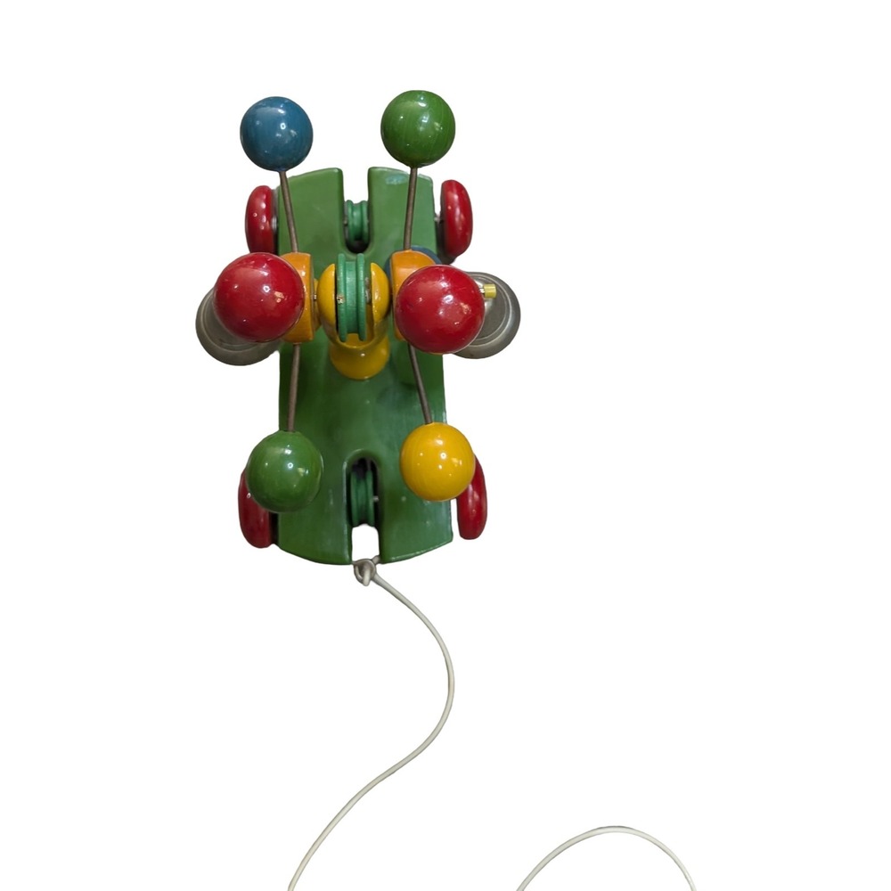 RARE Kouvalias Wooden Pull Toy 2Bells Greece Vintage Clacker Baby Montessori toy - Picture 8 of 8